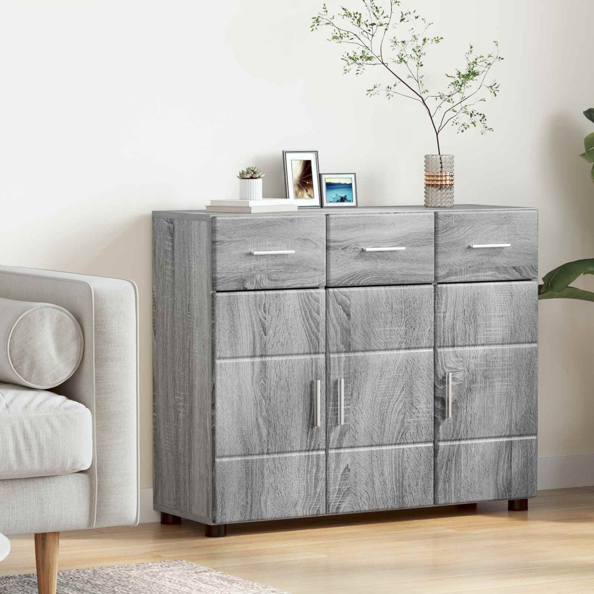 Vidaxl dressoir florin 88,5 x 30,5 x 73 cm grijs sonoma bewerkt hout