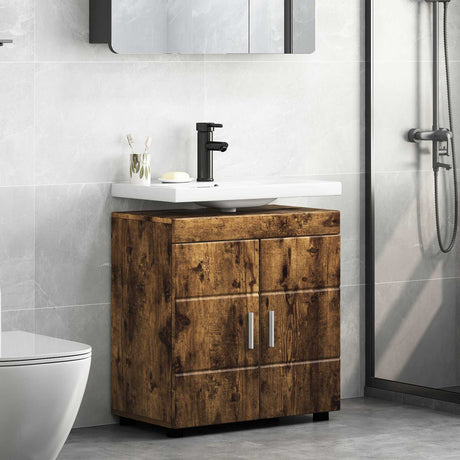 Vidaxl badkamerkastenset tulum gerookt eiken 60 x 34 x 63 cm