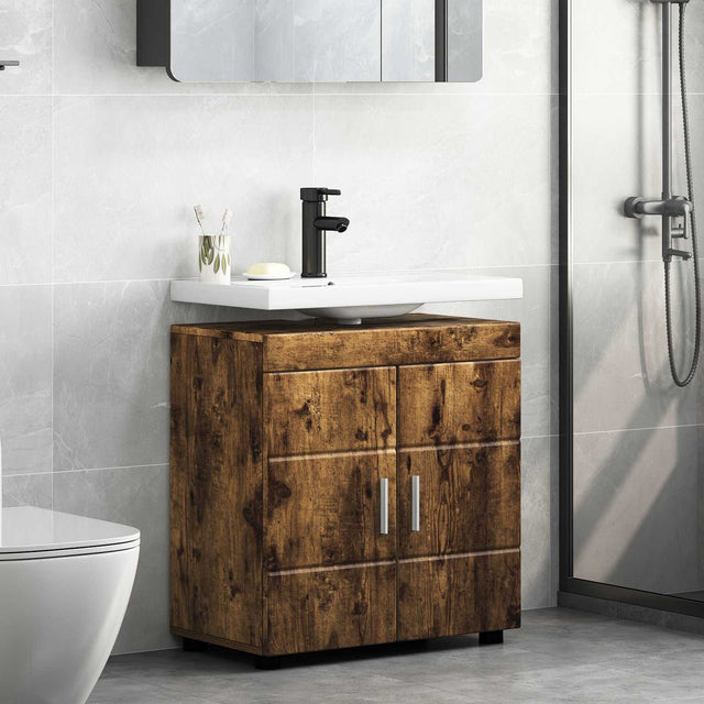 Vidaxl badkamerkastenset tulum gerookt eiken 60 x 34 x 63 cm