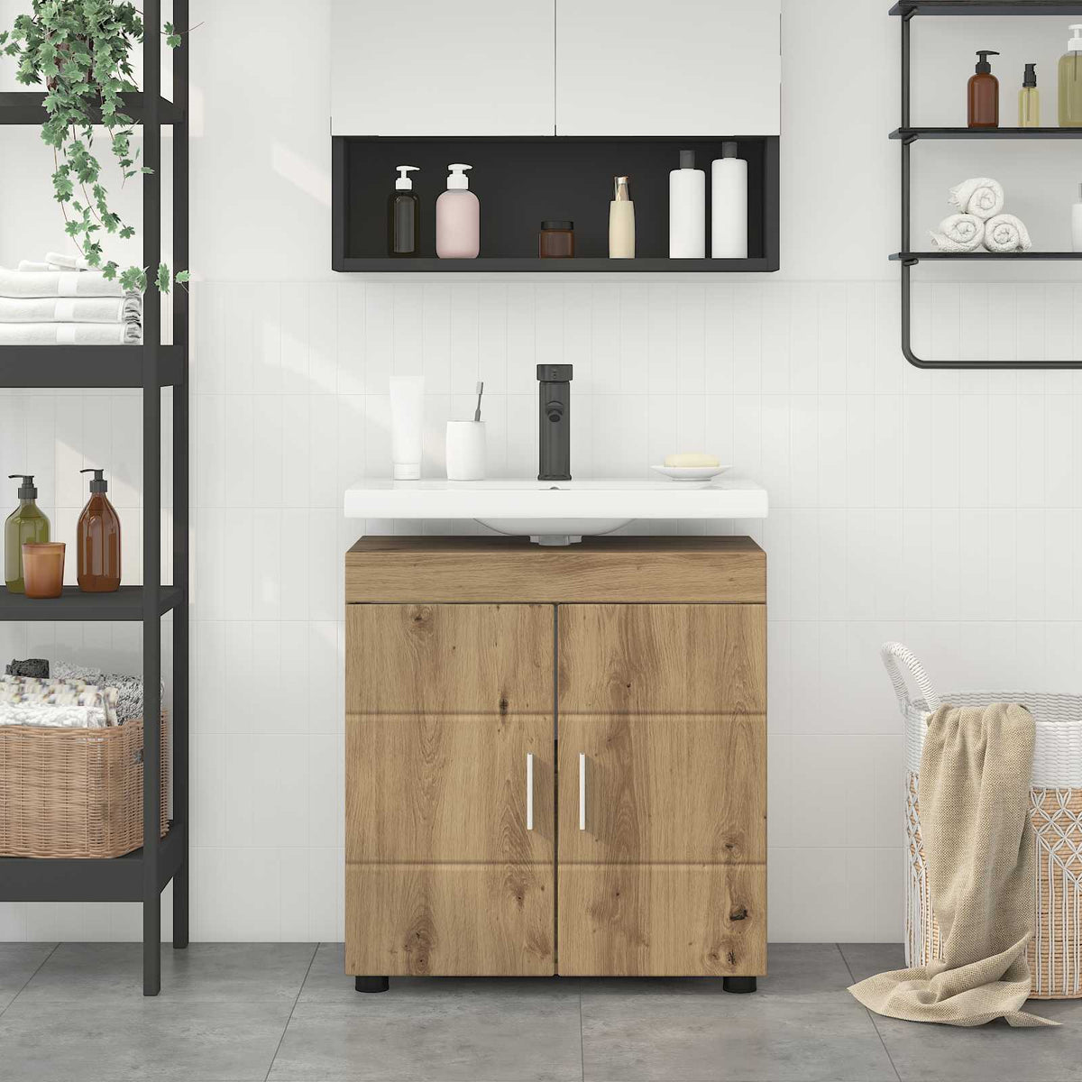 Vidaxl badkamerkastenset tulum artisan eiken 60 x 34 x 63 cm