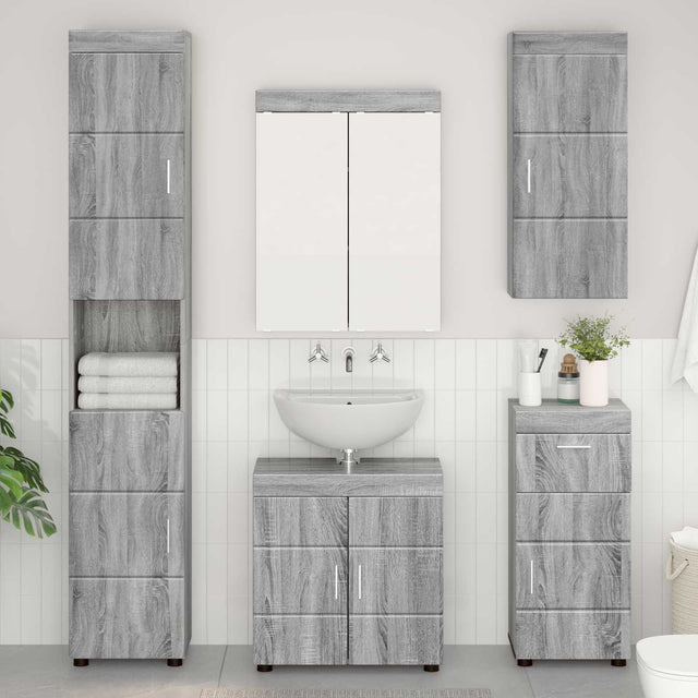 Vidaxl badkamer wandkast tulum grijs sonoma 37 x 24,5 x 86 cm