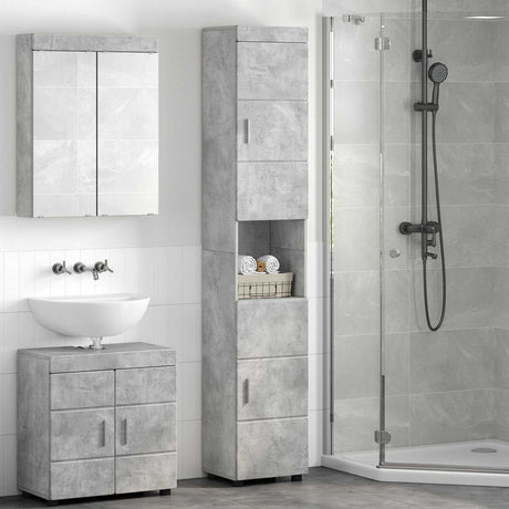 Vidaxl badkamerkastenset tulum beton grijs 37 x 31,5 x 203 cm
