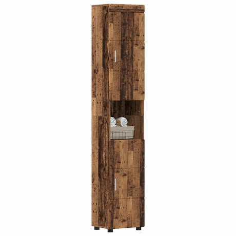 Vidaxl badkamerkastenset tulum oudhout 37 x 31,5 x 203 cm bewerkt hout