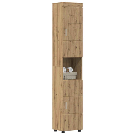 Vidaxl badkamerkastenset tulum artisan eiken 37 x 31,5 x 203 cm