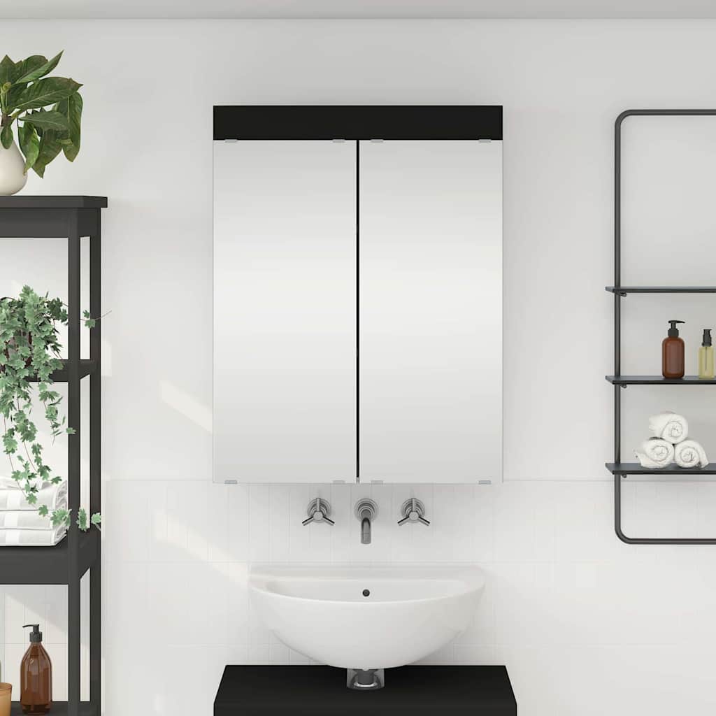 Vidaxl badkamer spiegelkast tulum zwart 60 x 16,5 x 78 cm bewerkt hout