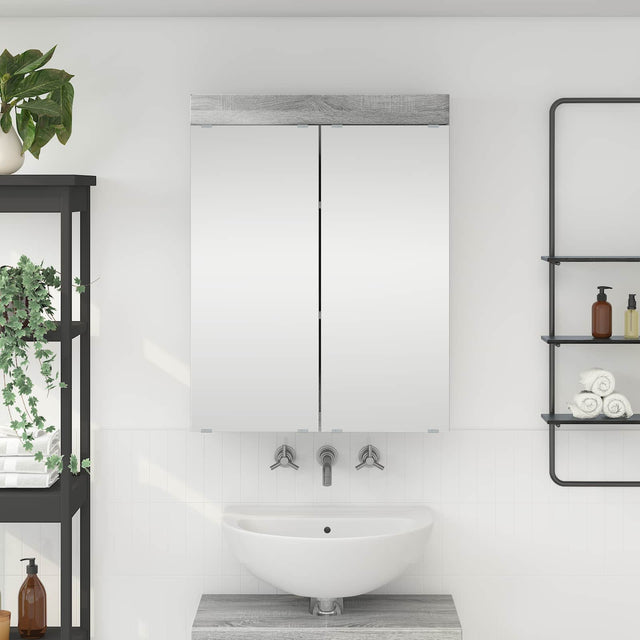 Vidaxl badkamer spiegelkast tulum grijs sonoma 60 x 16,5 x 78 cm