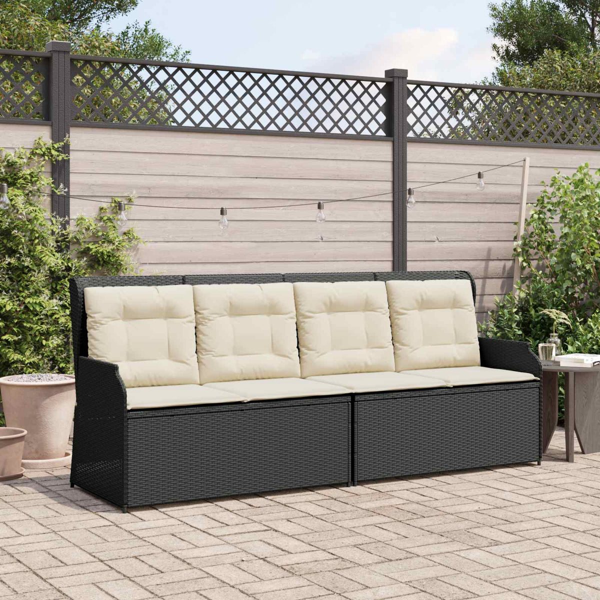 Vidaxl tuinbank zwart en cream wit poly rattan