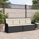 Vidaxl tuinbank zwart en cream wit poly rattan