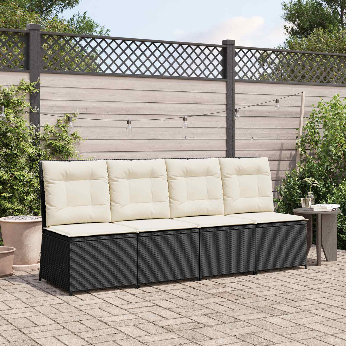 Vidaxl tuinbank zwart en cream wit poly rattan