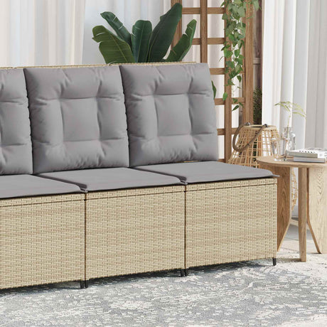 Vidaxl tuinbank met kussen beige en grijs poly rattan