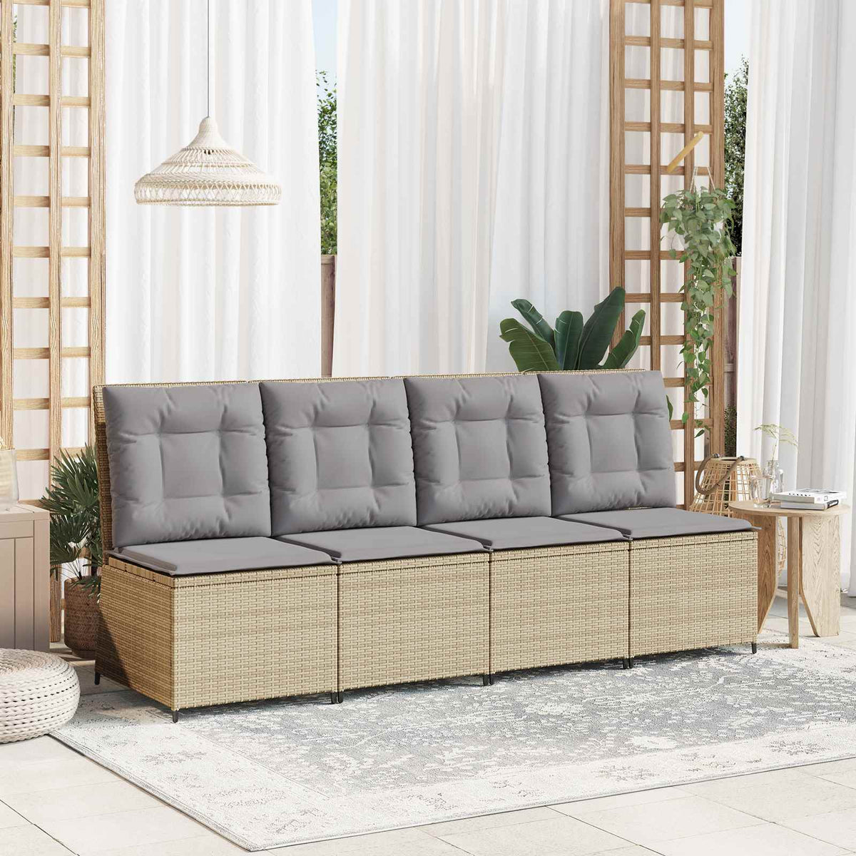 Vidaxl tuinbank beige en grijs poly rattan