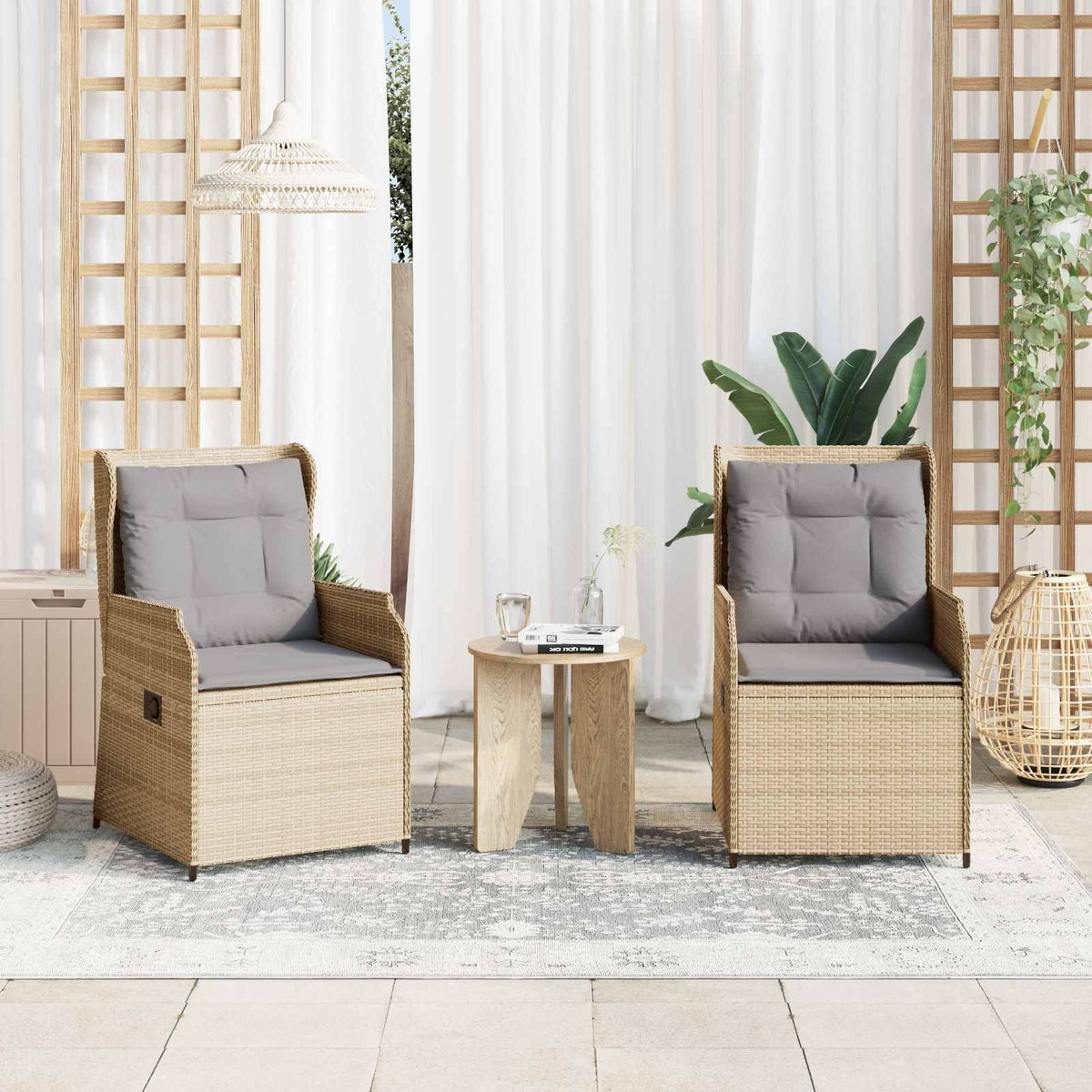 Vidaxl tuinbank 2 st beige poly rattan