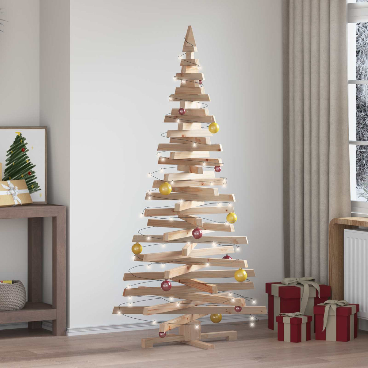 Vidaxl kerstbomen met standaard naturel 180 cm massief grenenhout