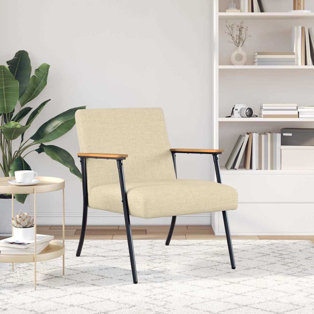 Vidaxl fauteuil crème stof