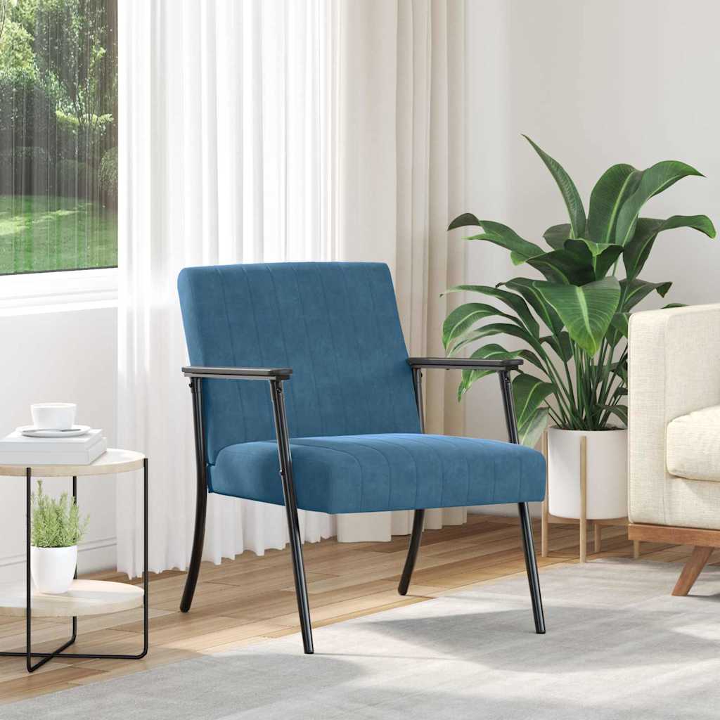 Vidaxl fauteuil blauw fluweel