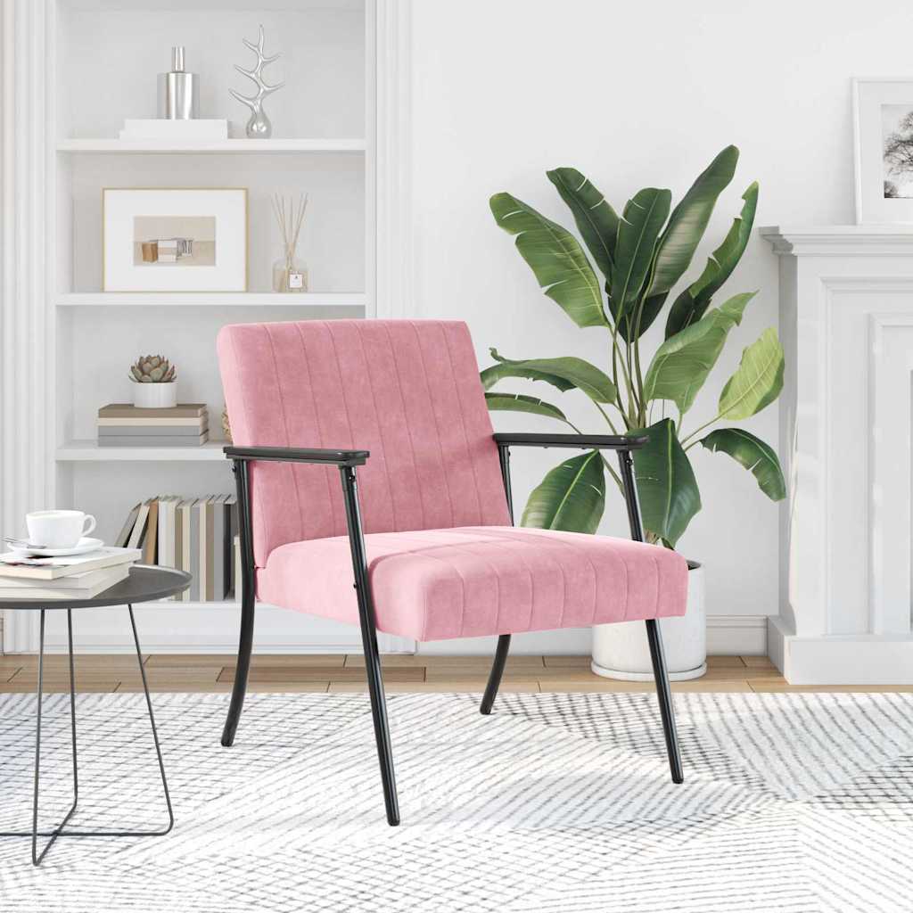 Vidaxl fauteuil roze fluweel