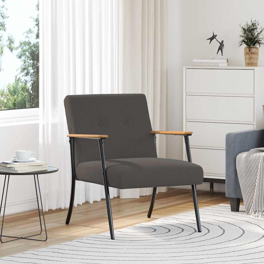 Vidaxl fauteuil donkergrijs krullend wol-achtig stof