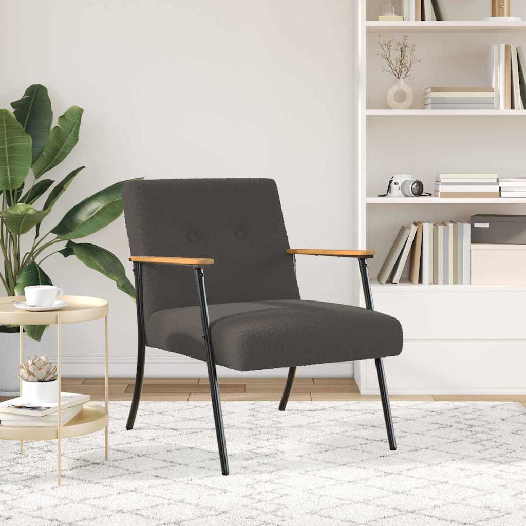 Vidaxl fauteuil donkergrijs krullend wol-achtig stof