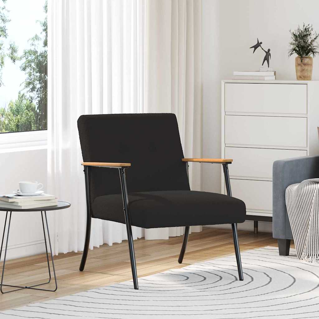 Vidaxl fauteuil zwart krullend wol-achtig stof