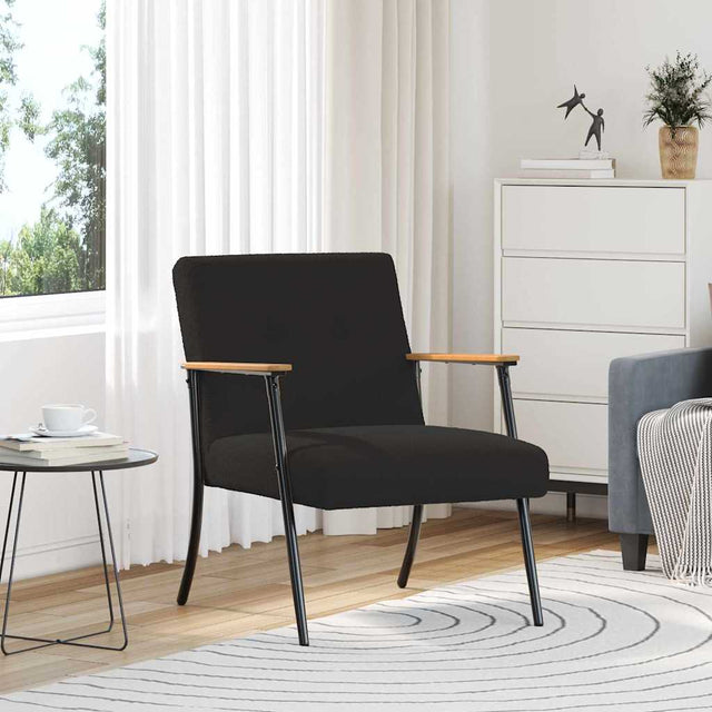 Vidaxl fauteuil zwart krullend wol-achtig stof