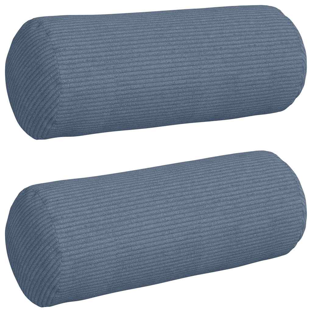 Vidaxl bolster kussens 2 stuks blauw ø 15 x 40 cm cordstof