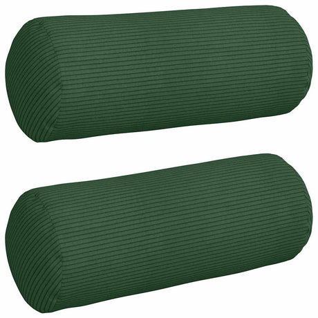 Vidaxl bolster kussens 2 stuks donkergroen ø 15 x 40 cm cordstof