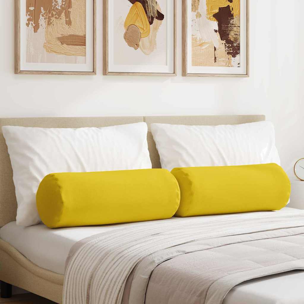 Vidaxl bolster kussens 2 stuks lichtgeel ø 25 x 70 cm stof