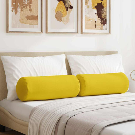 Vidaxl bolster kussens 2 stuks lichtgeel ø 25 x 70 cm stof