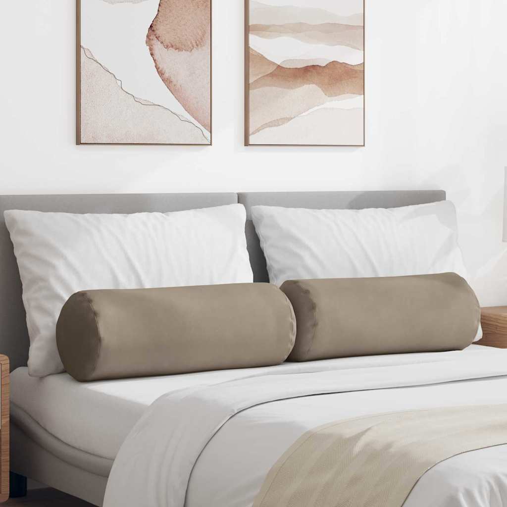 Vidaxl bolster kussens 2 stuks taupe ø 25 x 70 cm microvezel stof