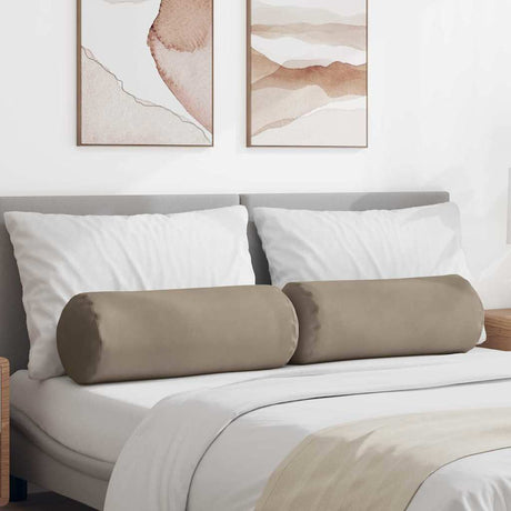 Vidaxl bolster kussens 2 stuks taupe ø 25 x 70 cm microvezel stof