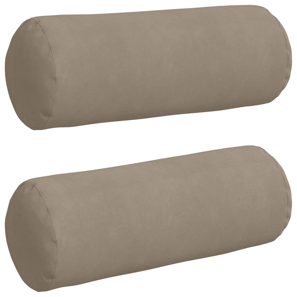Vidaxl bolster kussens 2 stuks taupe ø 25 x 70 cm microvezel stof
