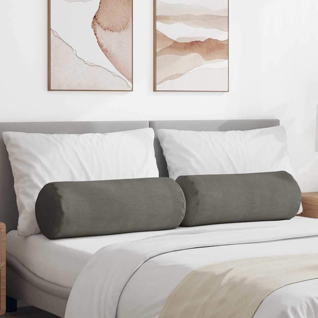 Vidaxl bolster kussens 2 stuks lichtgrijs ø 25 x 70 cm cordstof