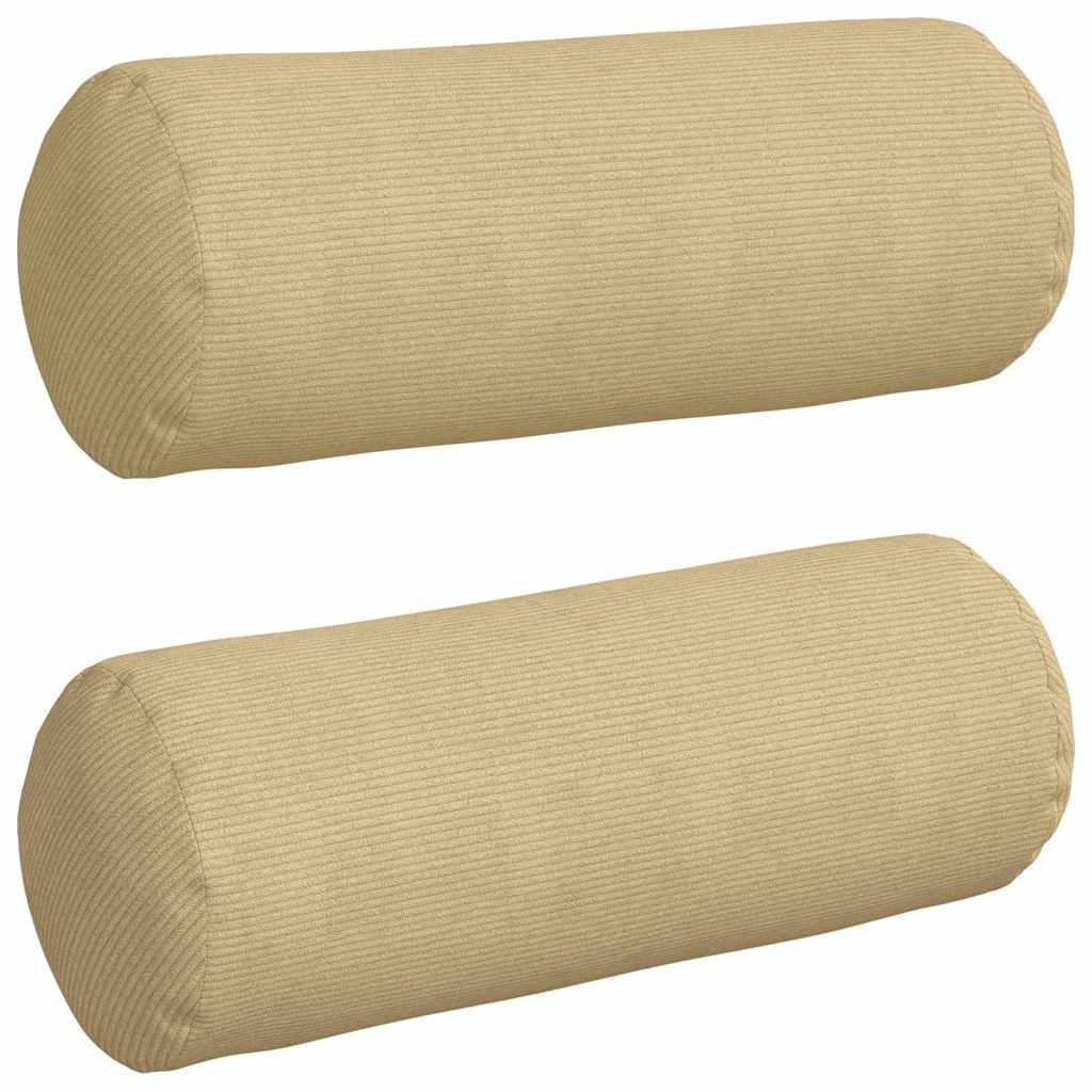 Vidaxl bolster kussens 2 stuks grijs groen ø 25 x 70 cm cordstof