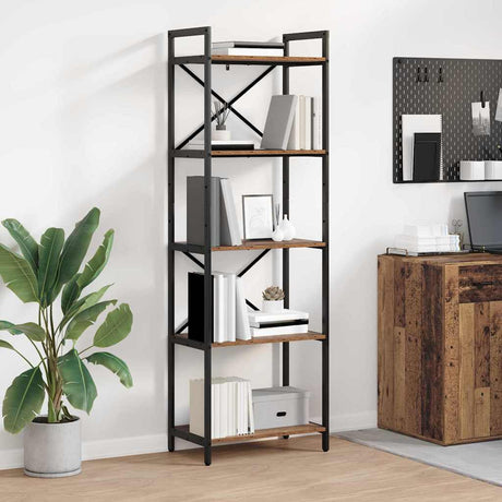 Vidaxl boekenkast 5-laags 56 x 34 x 171 cm bewerkt hout oud hout