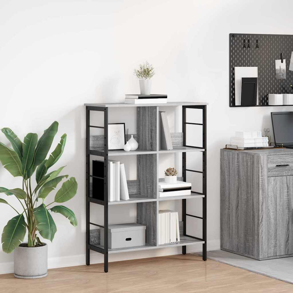 Vidaxl boekenkast 6-laags 82 x 32 x 112 cm bewerkt hout grijs sonoma
