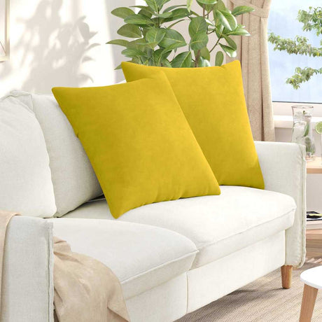 Vidaxl sofa kussens 2 st katoen stof geel 60 x 60 cm