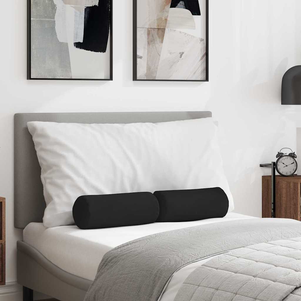 Vidaxl bolster kussens 2 stuks zwart ø 15 x 40 cm microvezel stof