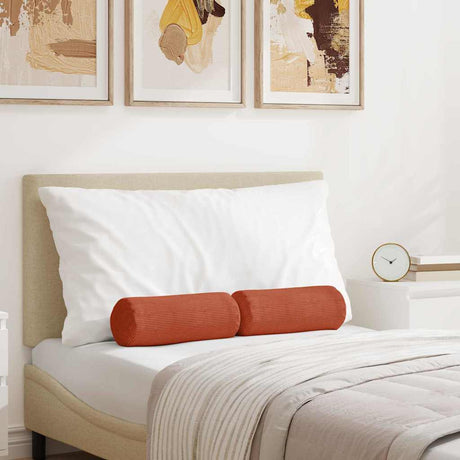 Vidaxl bolster kussens 2 stuks rood-oranje ø 15 x 40 cm cordstof