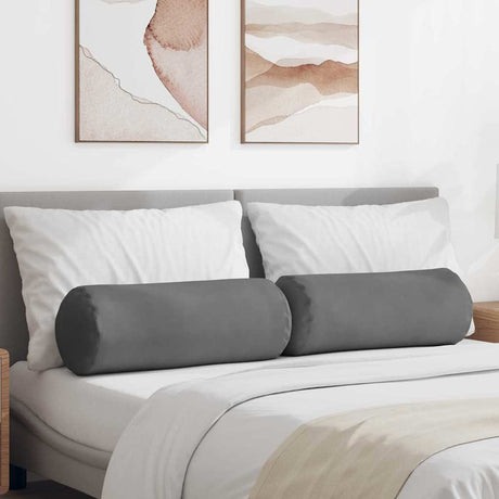 Vidaxl bolster kussens 2 stuks donkergrijs ø 25 x 70 cm microvezel stof