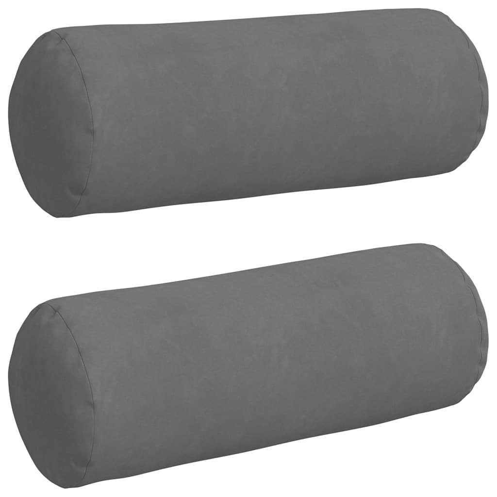 Vidaxl bolster kussens 2 stuks donkergrijs ø 25 x 70 cm microvezel stof