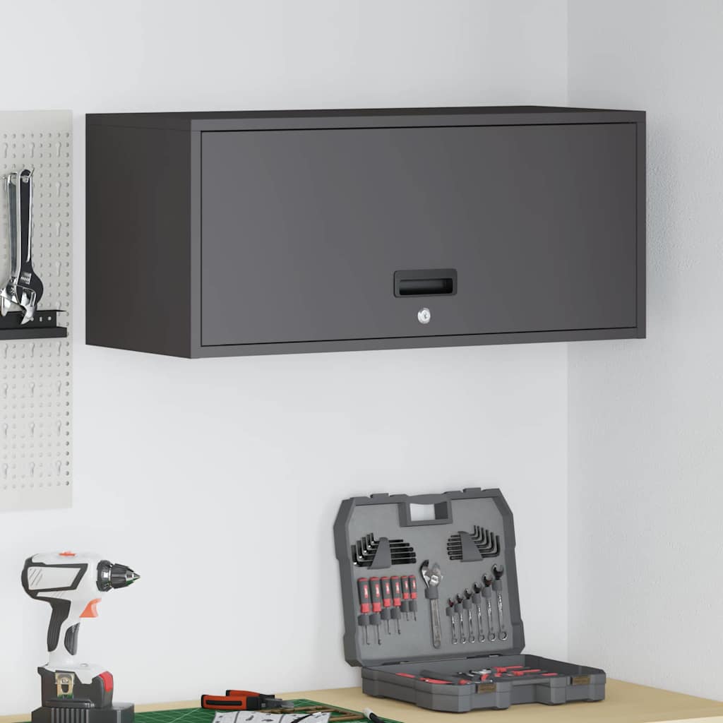 Vidaxl wandkast voor garage zwart 80 x 33 x 35 cm poedercoating staal