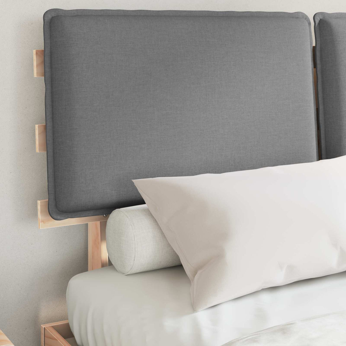 Vidaxl bedframe met gevoerd hoofdgedeelte lichtgrijs 150 x 200 cm