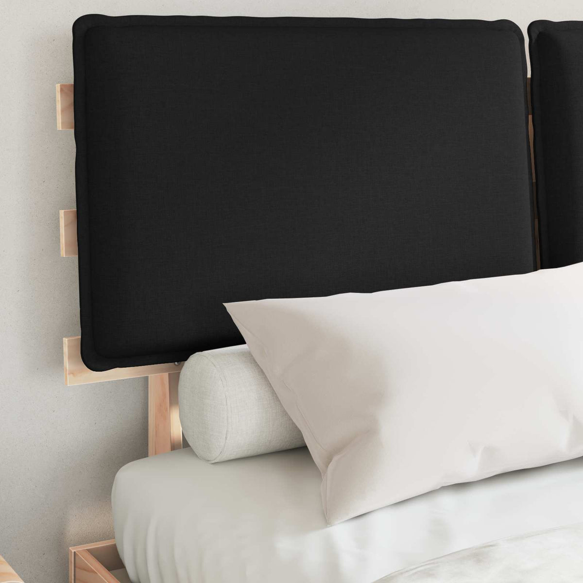 Vidaxl bedframe met gevoerd hoofdgedeelte zwart 150 x 200 cm