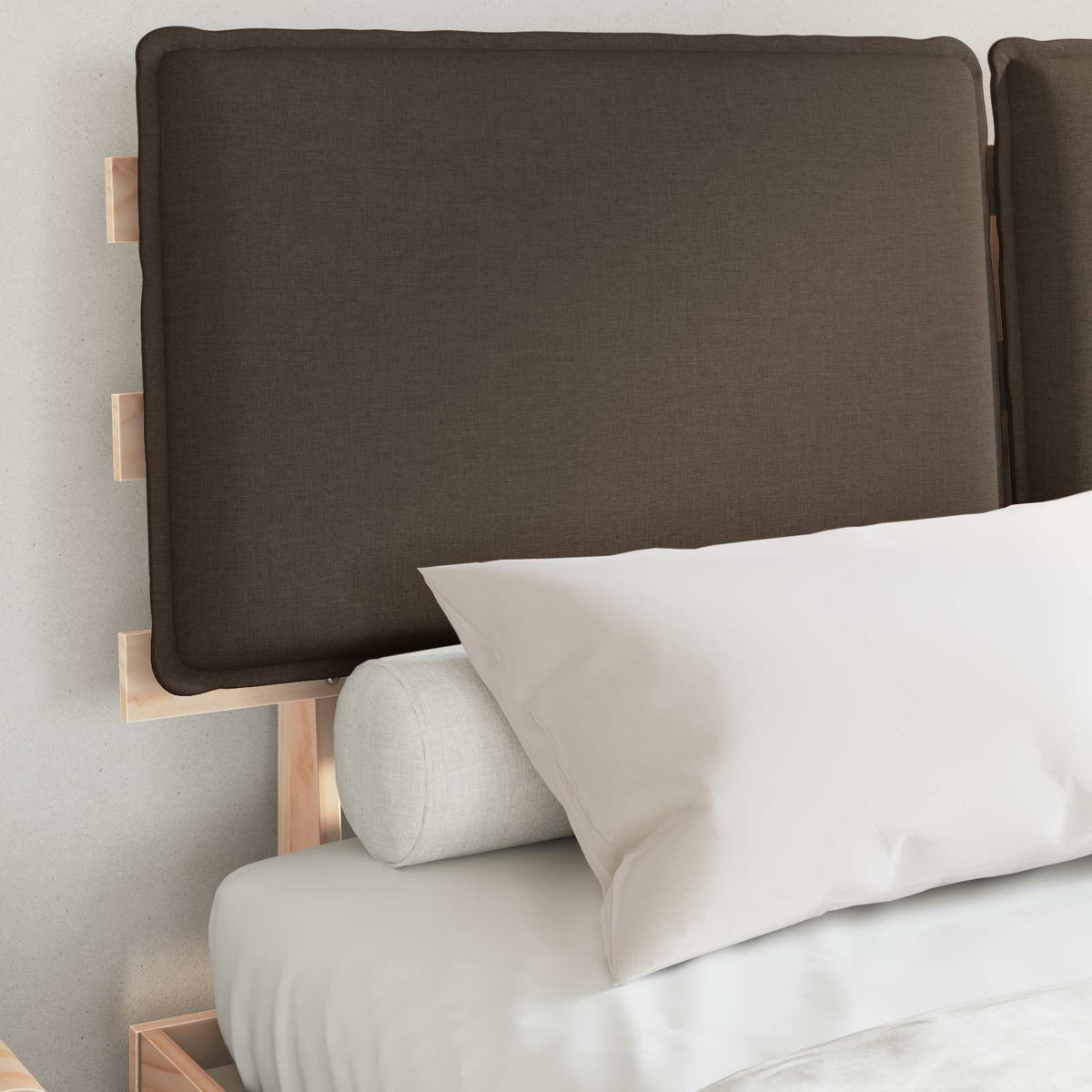 Vidaxl bedframe met gevoerd hoofdgedeelte taupe 150 x 200 cm
