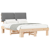 Vidaxl bedframe met gevoerd hoofdgedeelte lichtgrijs 140 x 200 cm