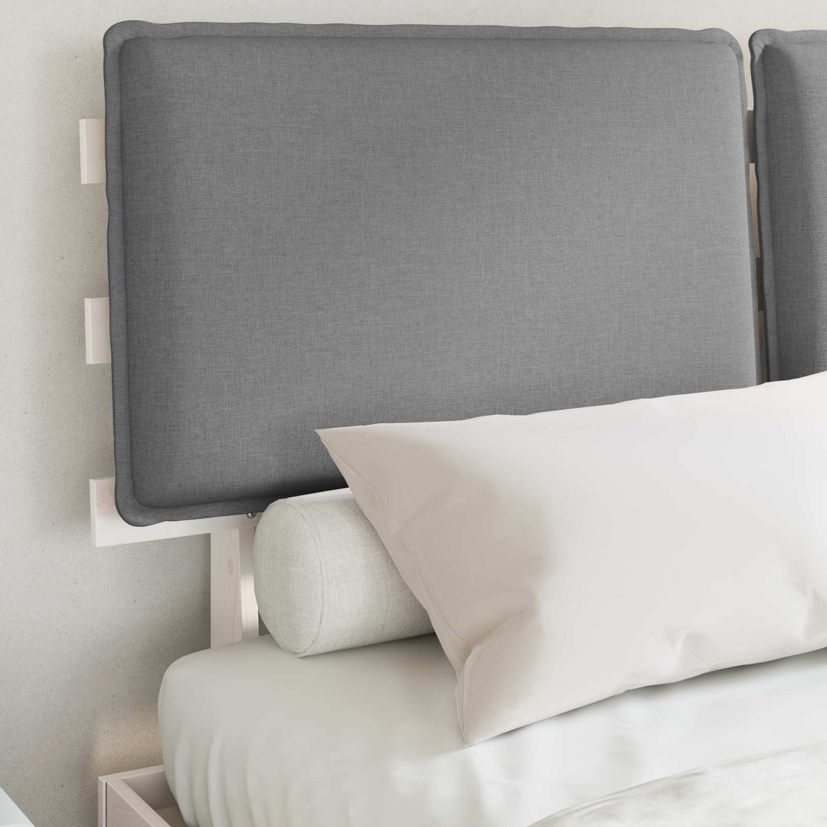 Vidaxl bedframe met gevoerd hoofdgedeelte lichtgrijs 140 x 200 cm