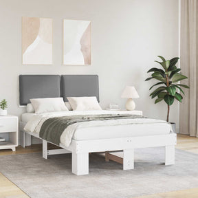 Vidaxl bedframe met gevoerd hoofdgedeelte lichtgrijs 120 x 200 cm