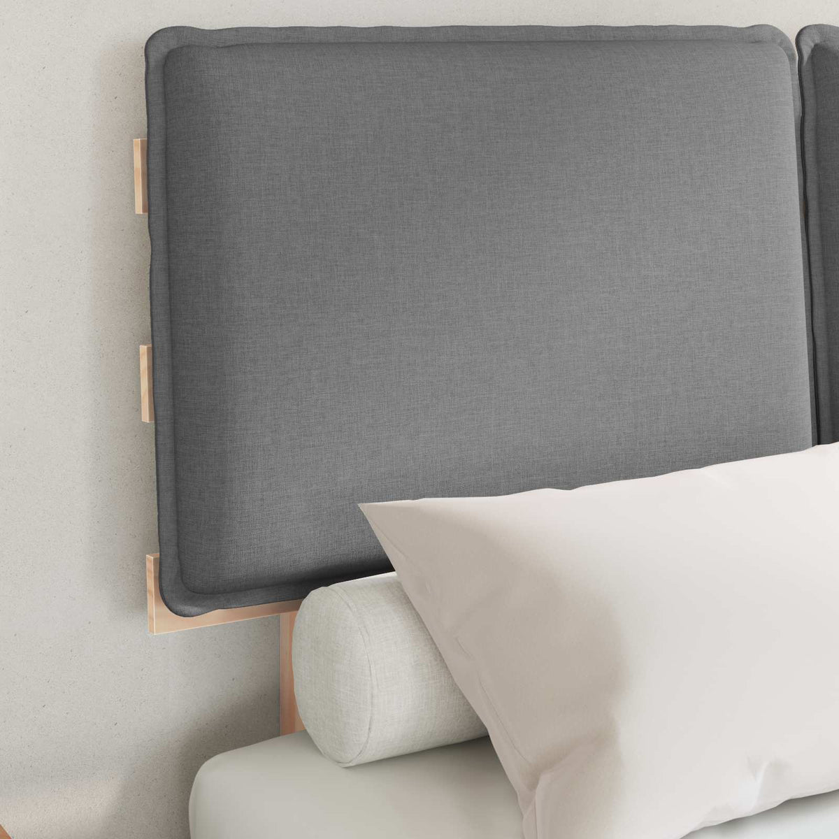 Vidaxl bedframe met gevoerd hoofdgedeelte lichtgrijs 120 x 190 cm