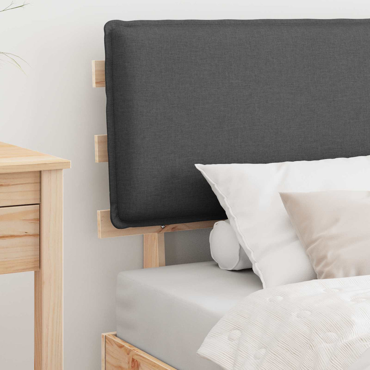 Vidaxl bedframe met gevoerd hoofdgedeelte donkergrijs 100 x 200 cm
