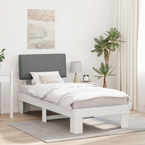 Vidaxl bedframe met gevoerd hoofdgedeelte lichtgrijs 90 x 190 cm